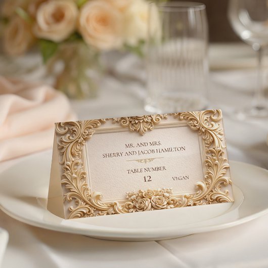 Gouden Barok Monogram Frame Ivoor Place Card Plaatskaartje