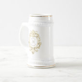Gouden Barok Monogram Groomsmen Bierpul (Voorkant links)