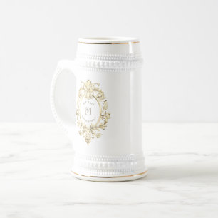 Gouden Barok Monogram Groomsmen Bierpul