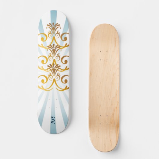 Gouden Barok Patroon Skateboard Deck (Voorkant)