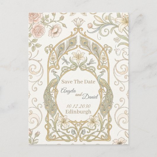 Gouden Barok Save the Date Briefkaart (Voorkant)