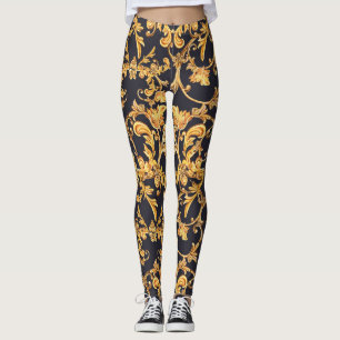 Gouden Barok, Scroll bladeren patroon. Leggings