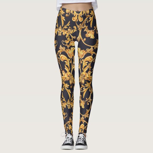 Gouden Barok, Scroll bladeren patroon. Leggings (Voorkant)