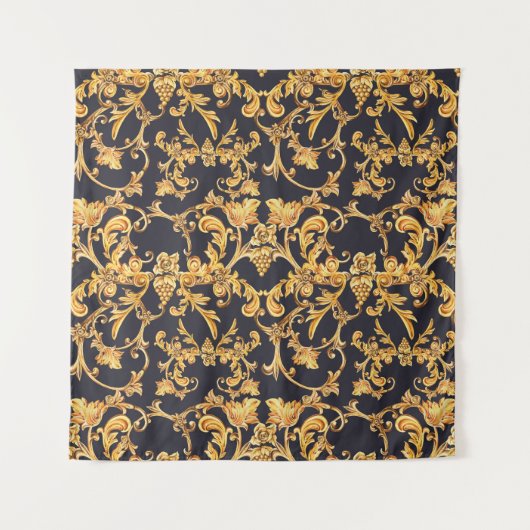 Gouden Barok, Scroll bladeren patroon. Wandkleed (Voorkant)