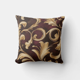 Gouden Barok Scroll op Bourgondië Kussen