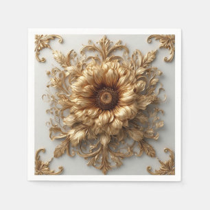 Gouden Barokbloei Weelderige Bloemrijke Elegantie Servet