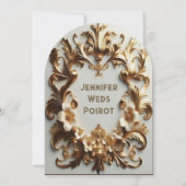 Gouden Barokke Grandeur Witte Bloem Werveltje Boog Kaart (Achterkant)