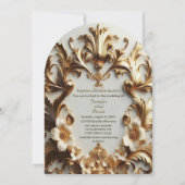 Gouden Barokke Grandeur Witte Bloem Werveltje Boog Kaart (Voorkant)