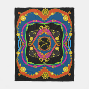 Gouden barokke ketting: Elegant patroon. Fleece Deken