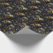 Gouden barokke schedels cadeaupapier (Hoek)