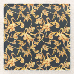 Gouden barokkranen: rococo ornament. glazen onderzetter