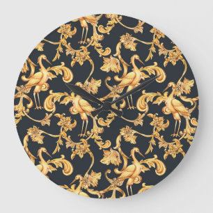Gouden barokkranen: rococo ornament. grote klok