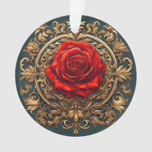 Gouden barokrode roos elegante luxe cadeau ornament