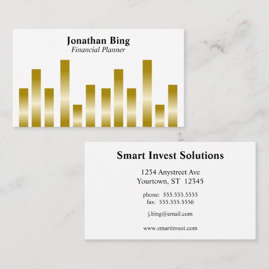 Gouden Bars op Wit Visitekaartje (Voorkant / Achterkant)