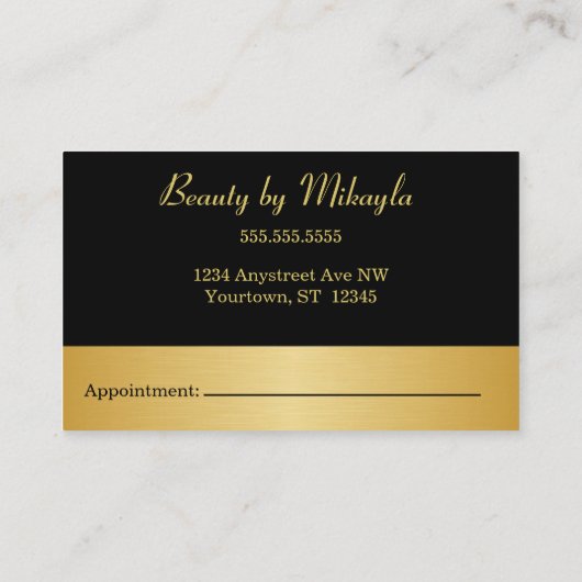Gouden Bars op Zwart Minimalistische Schoonheid Visitekaartje (Achterkant)