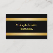 Gouden Bars op Zwart Minimalistische Schoonheid Visitekaartje (Voorkant)