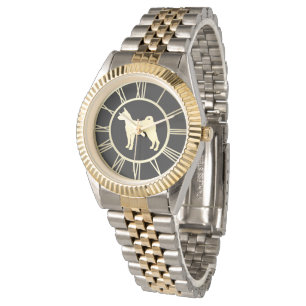 Gouden Basenji hond silhouet Horloge