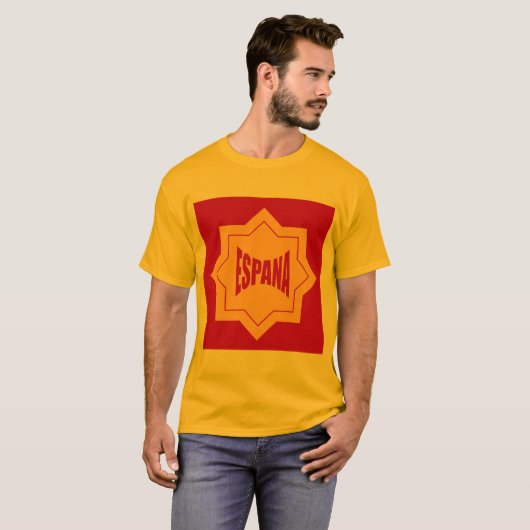 Gouden Basic T-shirt mannen Design ESPANA (Voorkant volledig)