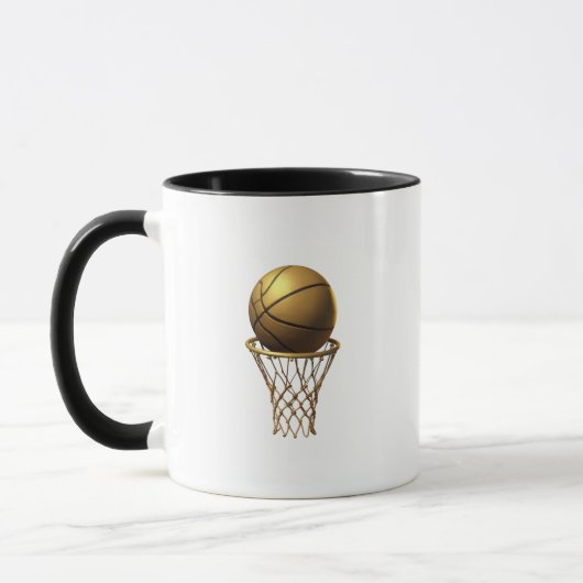 Gouden Basketbal & Hoop Design Mok (Links)