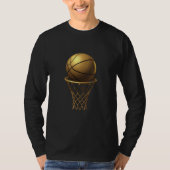 Gouden Basketbal & Hoop Design T-shirt (Voorkant)