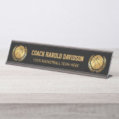 Gouden Basketbalcoach Bureau Naambordje (Voorkant)