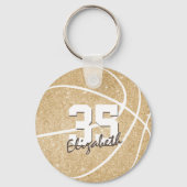 gouden basketbalsleutelhanger w jersey number sleutelhanger (Voorkant)