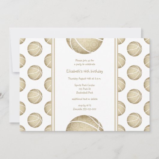 gouden basketbalwedstrijd kaart (Voorkant)