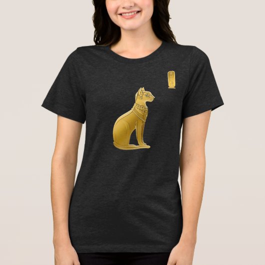 Gouden Bastet - Egyptische Kattengodin Tri-Blend Shirt (Voorkant)