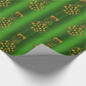 Gouden Baubles op Groene Kerstmis Cadeaupapier (Hoek)