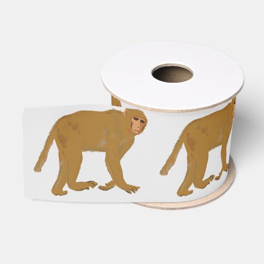 Gouden Baviaan Apen Kunst Grosgrain Lint (Spoel)