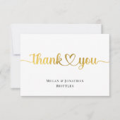 Gouden bedankkaarten Moderne kalligrafie met hart Bedankkaart (Voorkant)