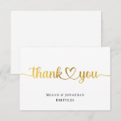 Gouden bedankkaarten Moderne kalligrafie met hart Bedankkaart (Voorkant / Achterkant)