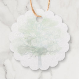 gouden bedankkaartje met nevelige groene eik bedankjes labels