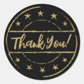 Gouden Bedankt Sterren Badge, Ronde Sticker (Voorkant)