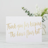 Gouden "Bedankt" voor trouwband, muzikant of DJ Bedankkaart (Staand voorkant)