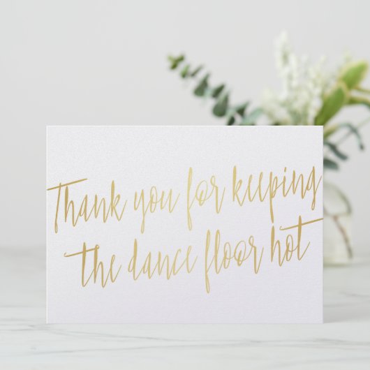 Gouden "Bedankt" voor trouwband, muzikant of DJ Bedankkaart (Staand voorkant)