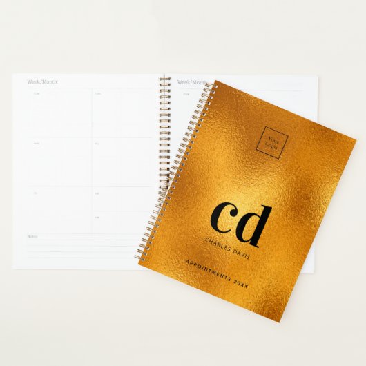 Gouden bedrijf logo business monogrammed planner (Display)