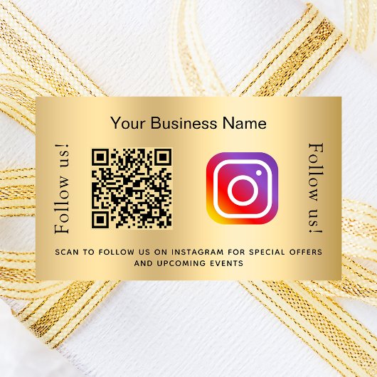 Gouden bedrijfs qr-code instagram rechthoekige sticker