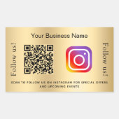 Gouden bedrijfs qr-code instagram rechthoekige sticker (Voorkant)