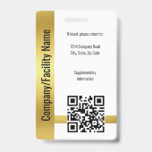 Gouden Bedrijfsbeveiliging QR-code Werknemer Foto  Badge (Achterkant)