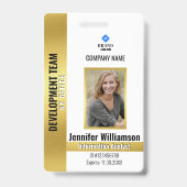 Gouden Bedrijfsbeveiliging QR-code Werknemer Foto  Badge (Voorzijde)