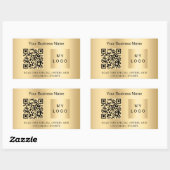 Gouden bedrijfsnaam logo qr code rechthoekige sticker (Vel)