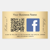 Gouden bedrijfsnaam qr code Facebook Rechthoekige Sticker (Voorkant)