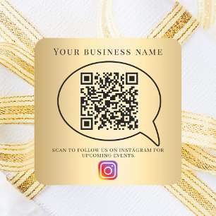 Gouden bedrijfsnaam qr-code instagram vierkante sticker