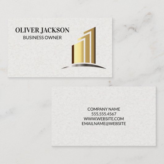 Gouden bedrijfspilaren | Modern Stijlvol Visitekaartje (Voorkant / Achterkant)