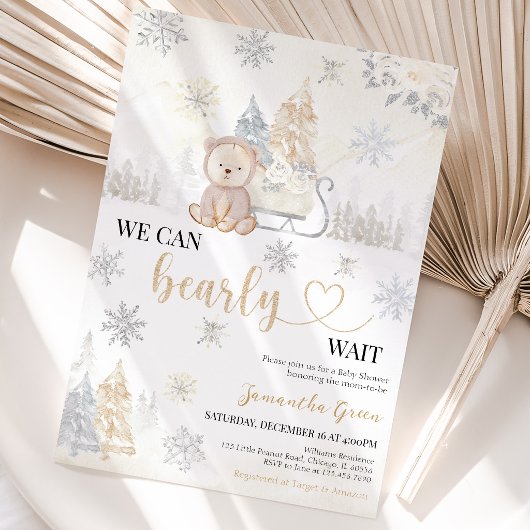 Gouden Beer Baby Shower Kaart