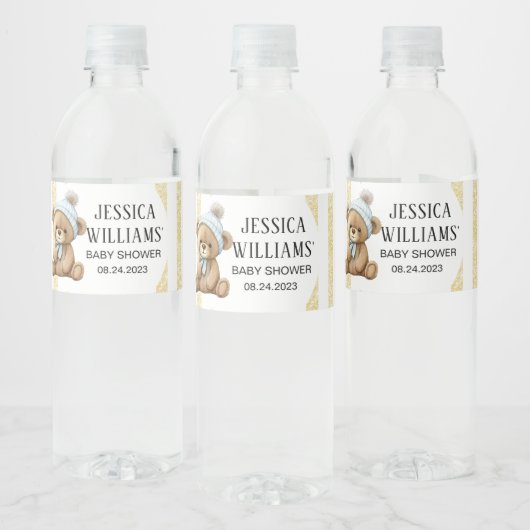 Gouden beer met ballon baby shower fleslabels waterfles etiket (Flessen)