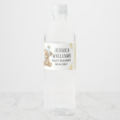 Gouden beer met ballon baby shower fleslabels waterfles etiket (Voorkant)