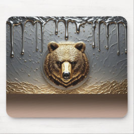 Gouden Beerreliëf Met Metaal Drip Effect 🐻 Muismat