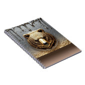 Gouden Beerreliëf Met Metaal Drip Effect 🐻 Notitieboek (Rechterzijde)